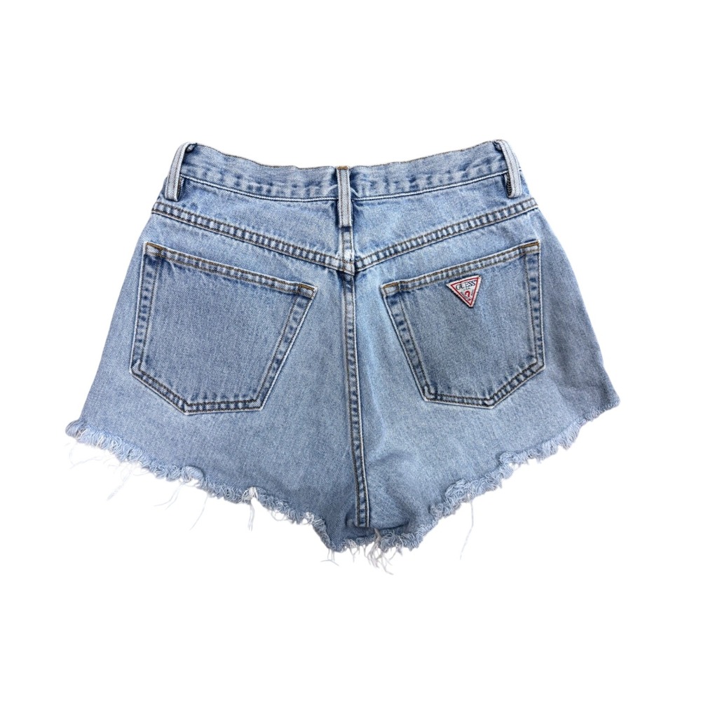 Vintage Guess Jeans High Waisted Denim Shorts Light Wash Cut Off Size 28 USA Z4 - Picture 7 of 10